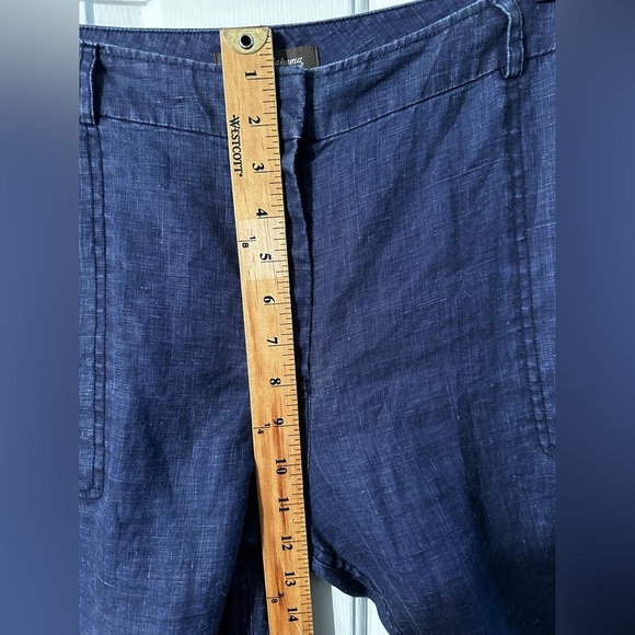 TOMMY BAHAMA 14 Larch Indigo Blue 100% Linen Cropped Cargo Pants Zipper Pockets - Picture 8 of 13